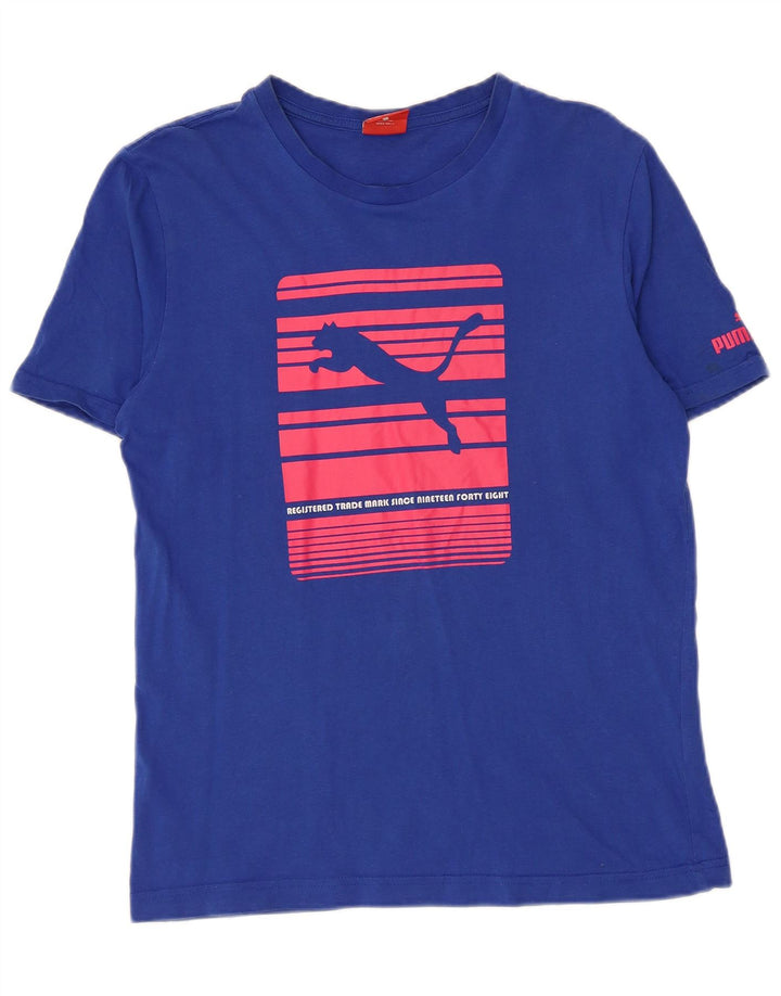 T-shirt grafica da uomo Puma Top Small in cotone blu