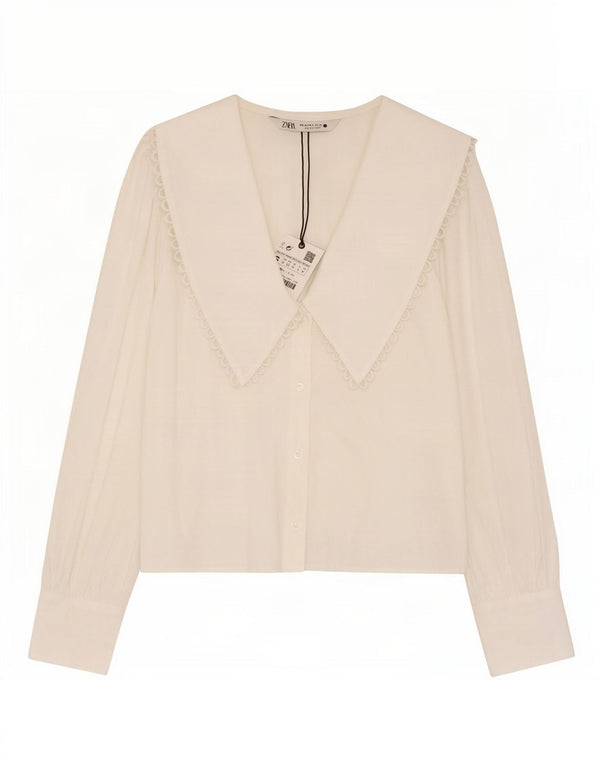 Camicetta da donna Zara UK 10 piccola in cotone bianco