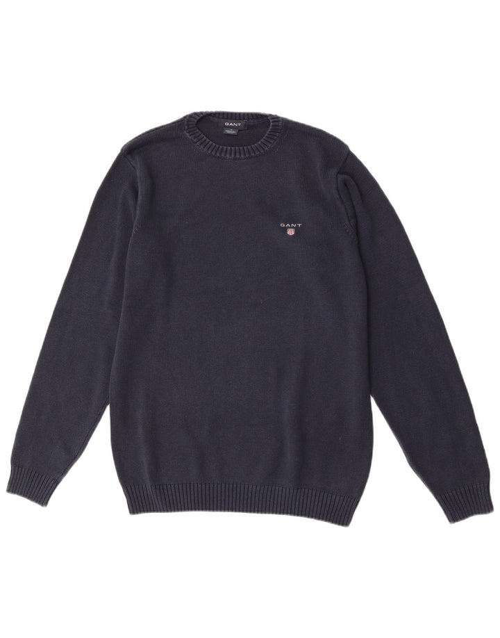 Gant Maglione da uomo girocollo in cotone medio blu navy