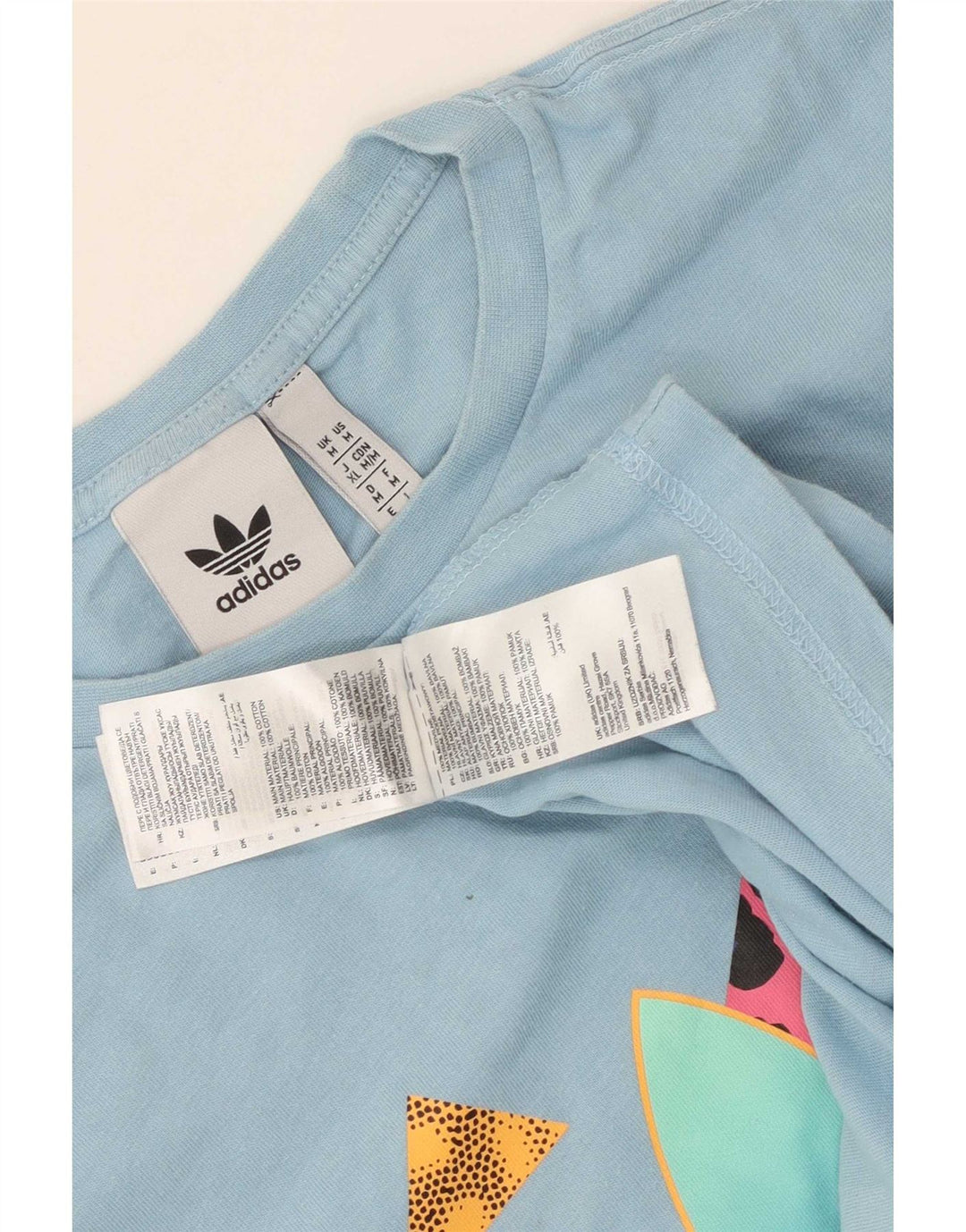 T-shirt grafica da uomo Adidas Top in cotone blu medio