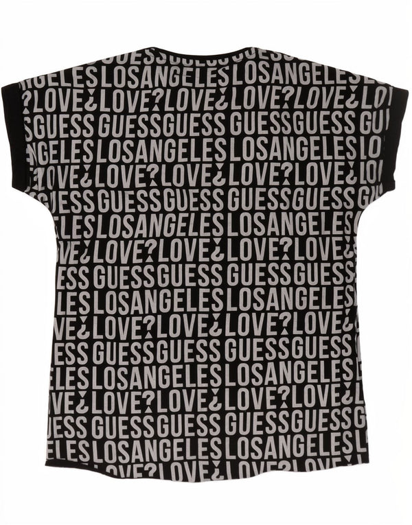 T-shirt grafica per ragazze Guess 11-12 anni in cotone nero