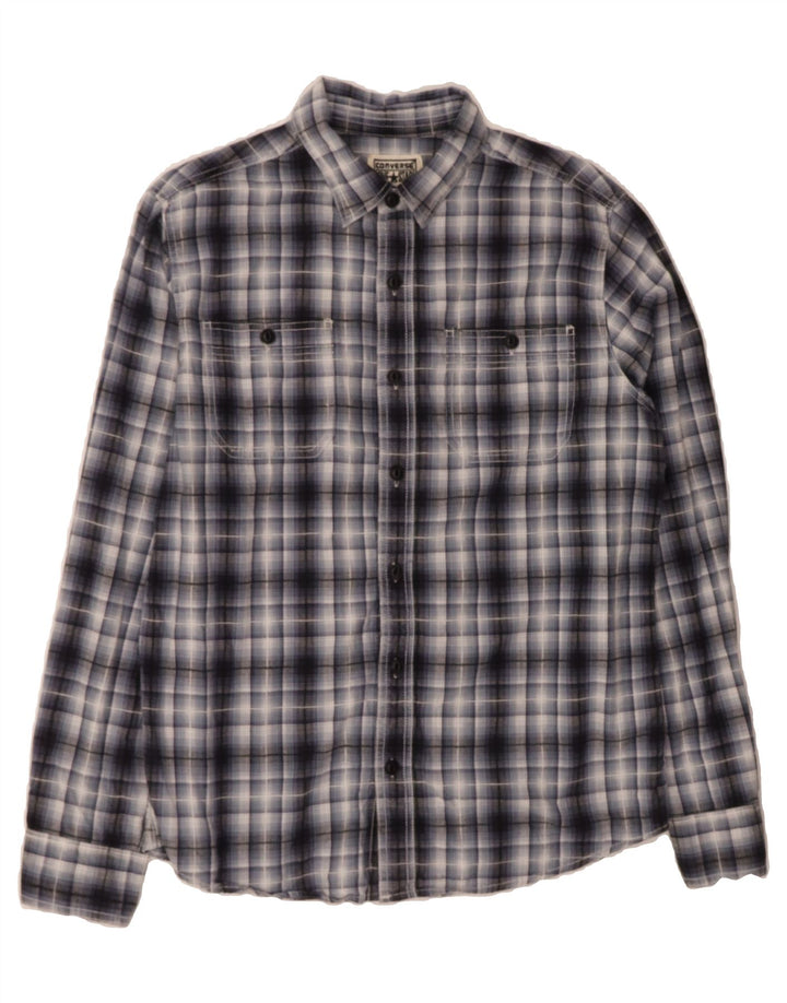 CONVERSE Mens Flannel Shirt Medium Navy Blue Check Cotton Vintage Converse and Second-Hand Converse from Messina Hembry 