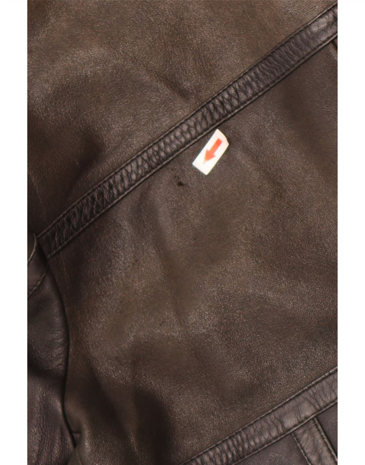 Giacca in pelle vintage da uomo UK 36 piccola marrone