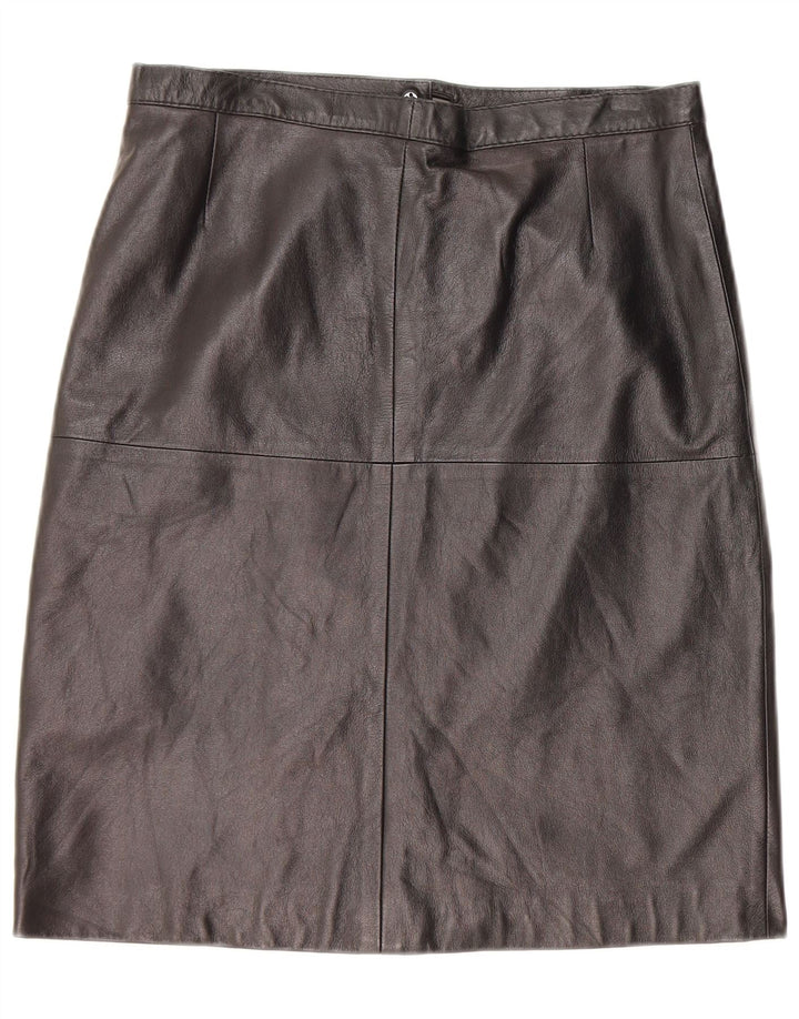 Gonna in pelle vintage da donna W30 in pelle nera media