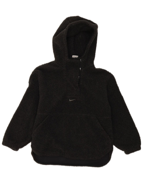 Felpa con cappuccio in pile Nike Therma-Fit da donna UK 14 poliestere nero medio