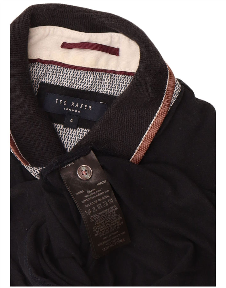 Polo da uomo Ted Baker taglia 4 grande in cotone nero