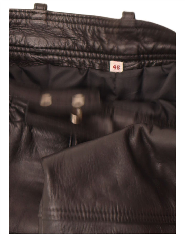 Pantaloni dritti in pelle da uomo vintage IT 48 medi W30 L29 neri