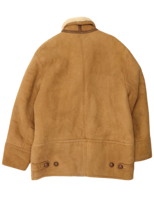 Giacca in shearling doppio petto da uomo Morlands UK 36 piccola marrone