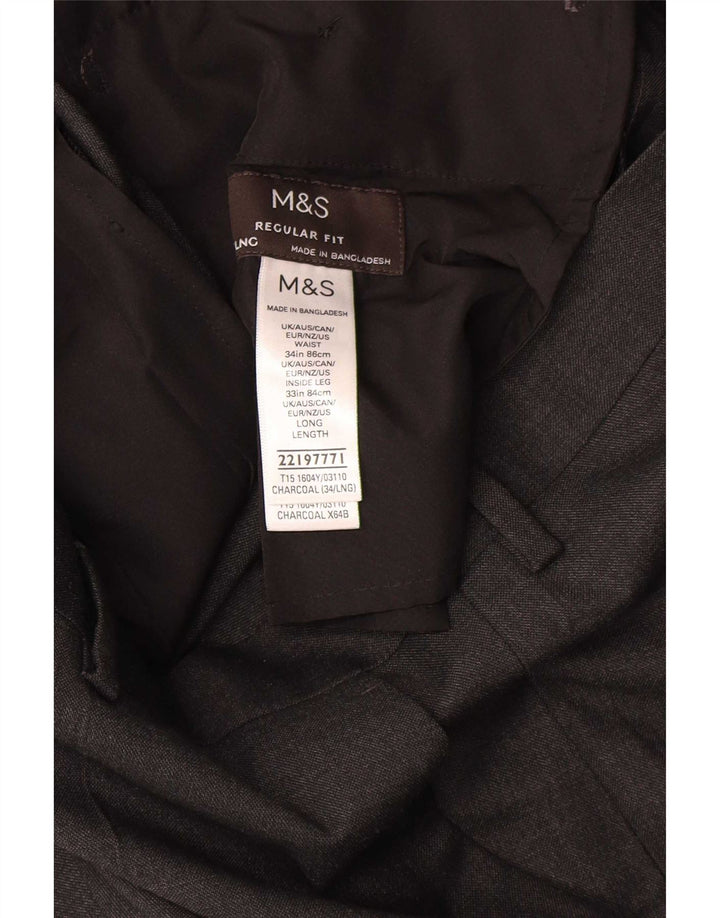Pantaloni da abito dritti Regular Fit Marks & Spencer da uomo W34 L33 Grigi