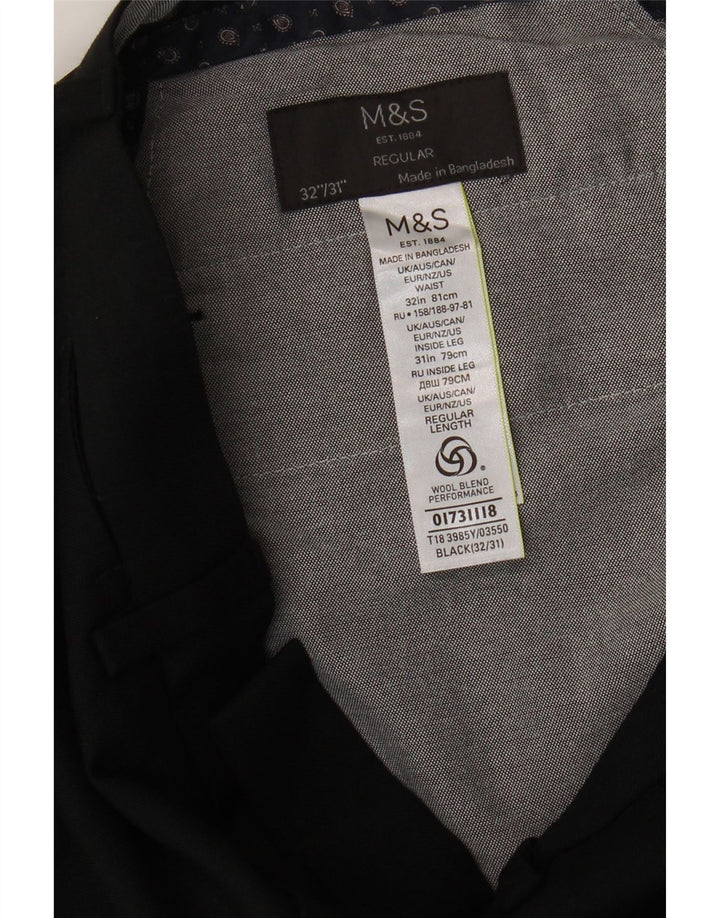 Pantaloni da abito regolari dritti Marks & Spencer da donna W32 L31 neri