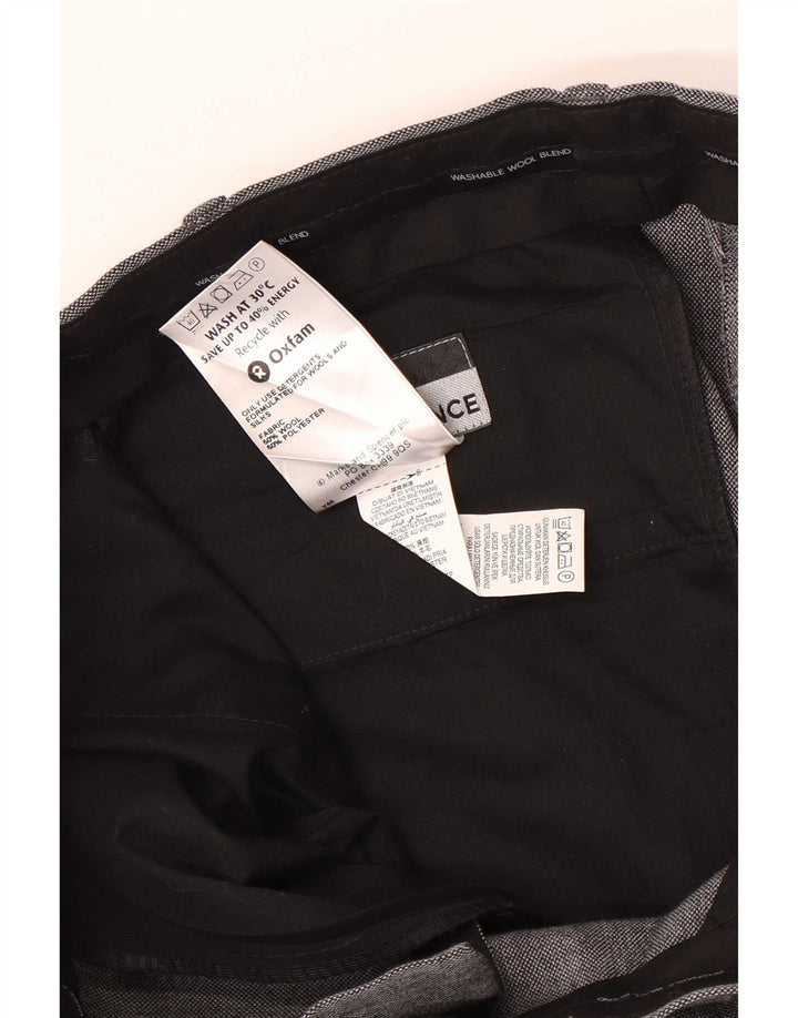 Pantaloni da abito dritti Performance da uomo Marks & Spencer W34 L29 Lana grigia