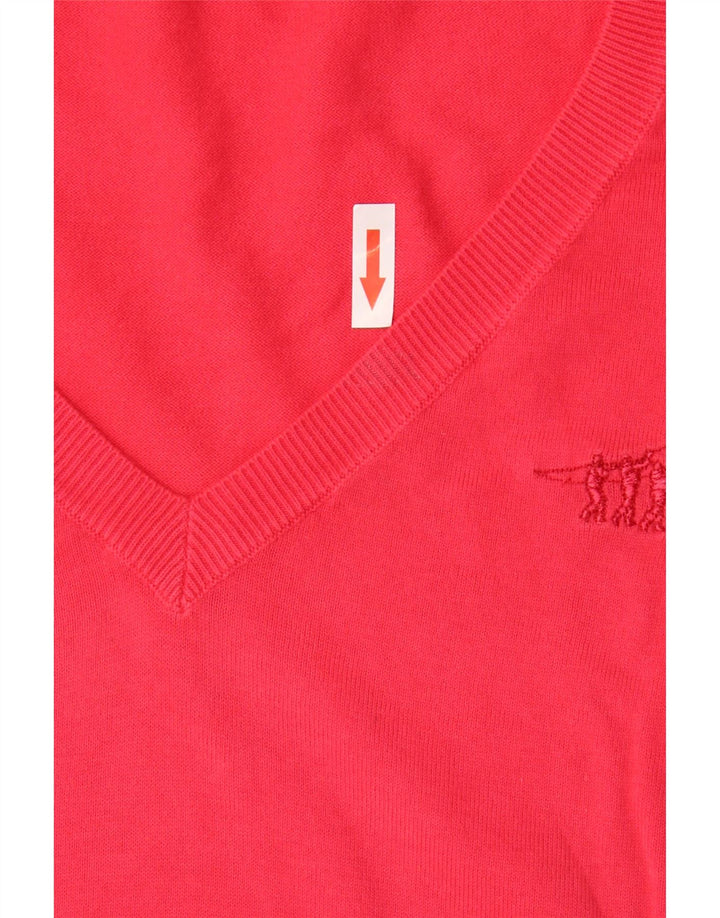 Maglione da donna a maniche corte con scollo a V Henry's IT 44 rosso medio