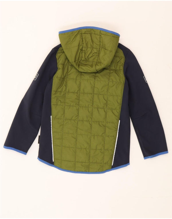 Giacca imbottita con cappuccio Jack Wolfskin per ragazzi 7-8 anni color block verde