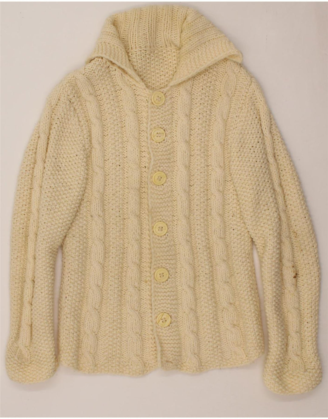 VINTAGE Womens Cardigan Sweater UK 16 Large Beige Vintage Vintage and Second-Hand Vintage from Messina Hembry 