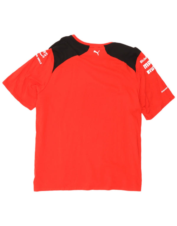 Puma Uomo Ferrari T-shirt grafica Top 2XL Rosso Colourblock in cotone
