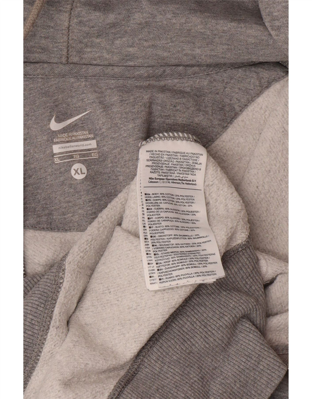 NIKE Mens Zip Hoodie Sweater XL Grey Cotton Vintage Nike and Second-Hand Nike from Messina Hembry 