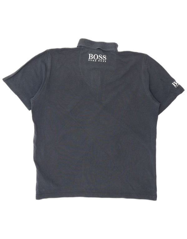 Polo grafica da uomo Hugo Boss piccola in cotone blu navy