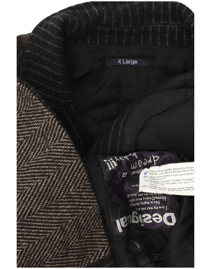 Desigual Giacca Blazer a 3 Bottoni da Donna UK 18 XL Cotone Colorblock Marrone