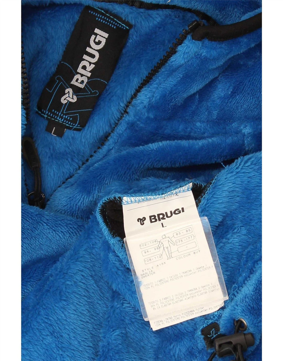 Giacca in pile con cappuccio da uomo Brugi UK 40 Large Blu Colourblock Poliestere