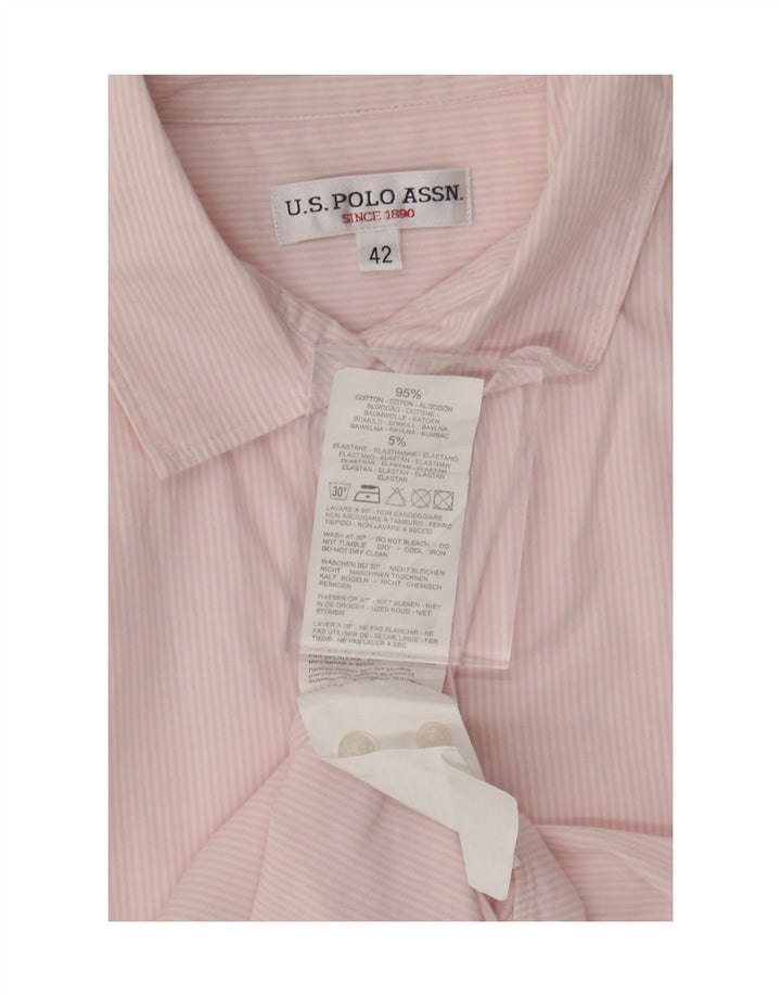 Polo Assn. degli Stati Uniti Camicia Donna IT 42 Cotone Rigato Rosa Medio