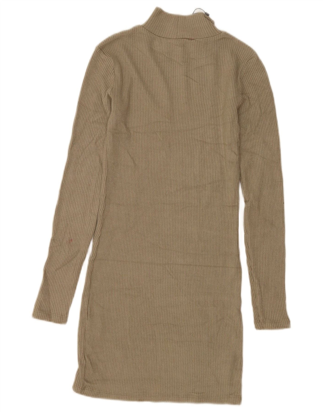 Vestito aderente a maniche lunghe da donna Zara UK 10 piccolo poliestere kaki