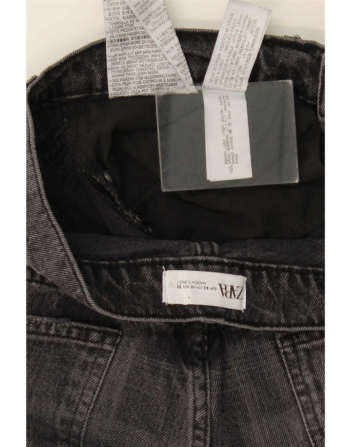 Jeans dritti da donna Zara EU 42 Large W32 L31 Cotone a quadri grigi