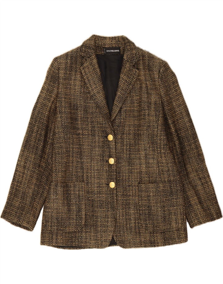 DINO VALIANO Womens 3 Button Blazer Jacket UK 14 Large Brown Flecked Wool Vintage Dino Valiano and Second-Hand Dino Valiano from Messina Hembry 
