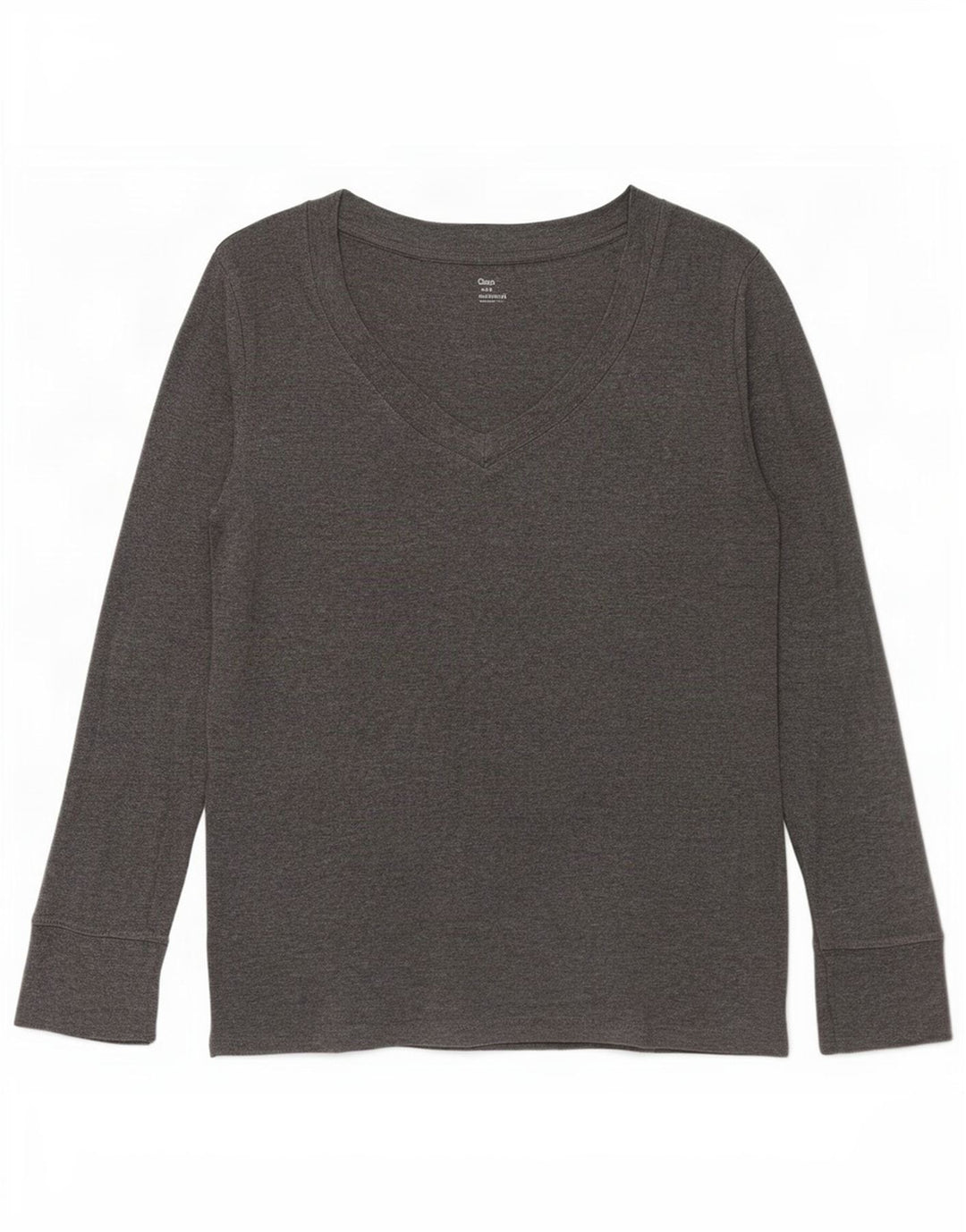 Gap Donna Top Manica Lunga UK 14 Large Grigio Cotone