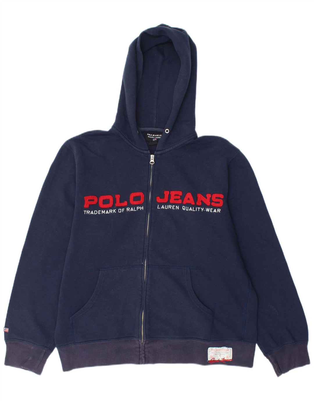 RALPH LAUREN Maglione con cappuccio e zip con grafica ampia da uomo blu navy medio