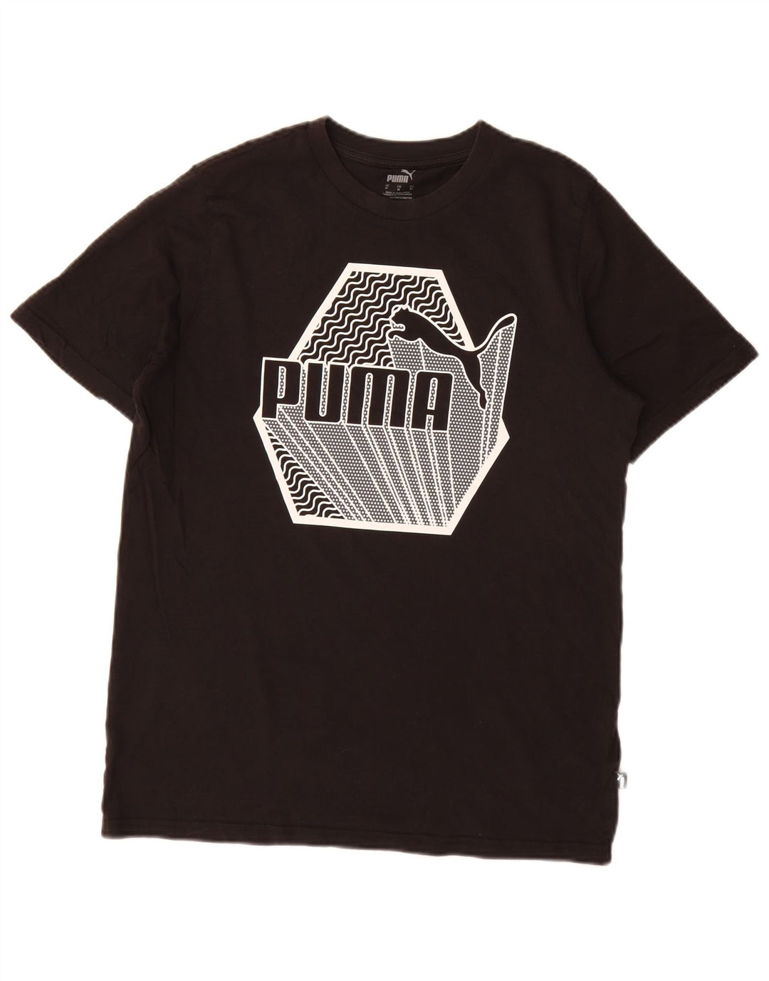 T-shirt grafica da uomo Puma Top in cotone nero medio