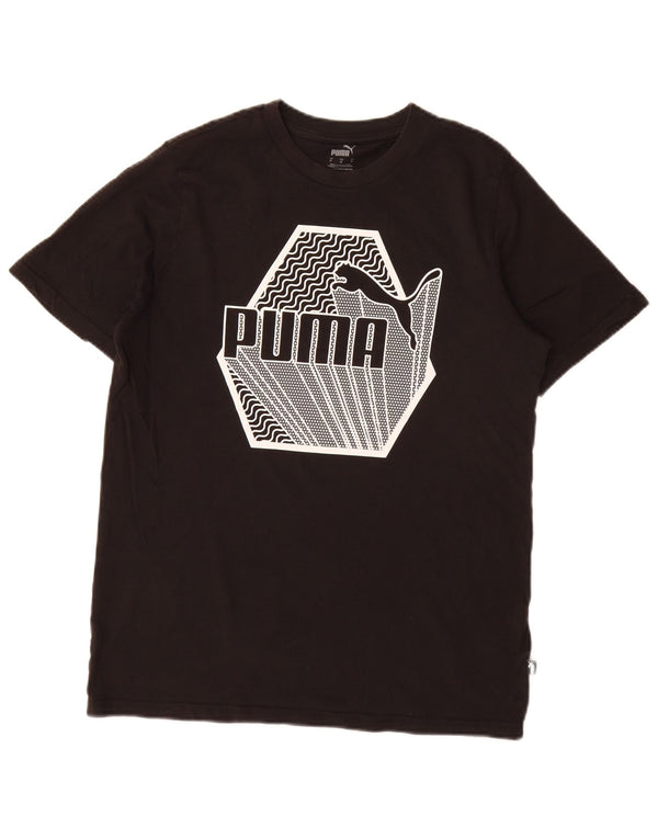 T-shirt grafica da uomo Puma Top in cotone nero medio