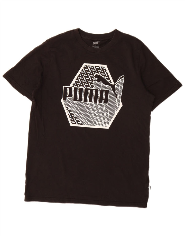T-shirt grafica da uomo Puma Top in cotone nero medio