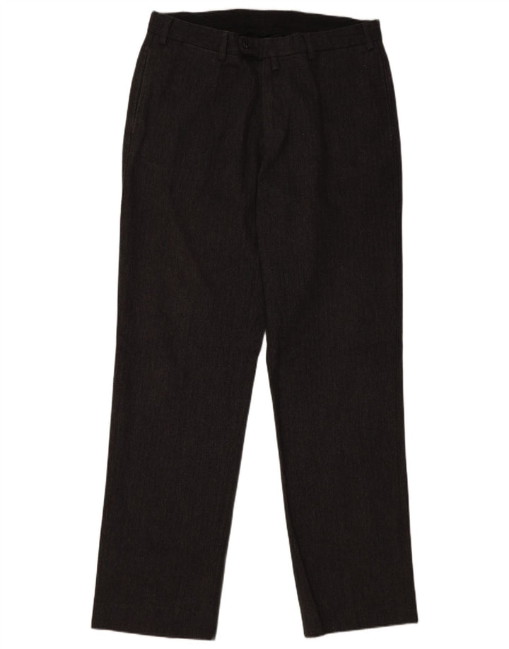 Pantaloni da abito dritti da uomo GANT IT 50 Large W34 L32 Grigio a spina di pesce