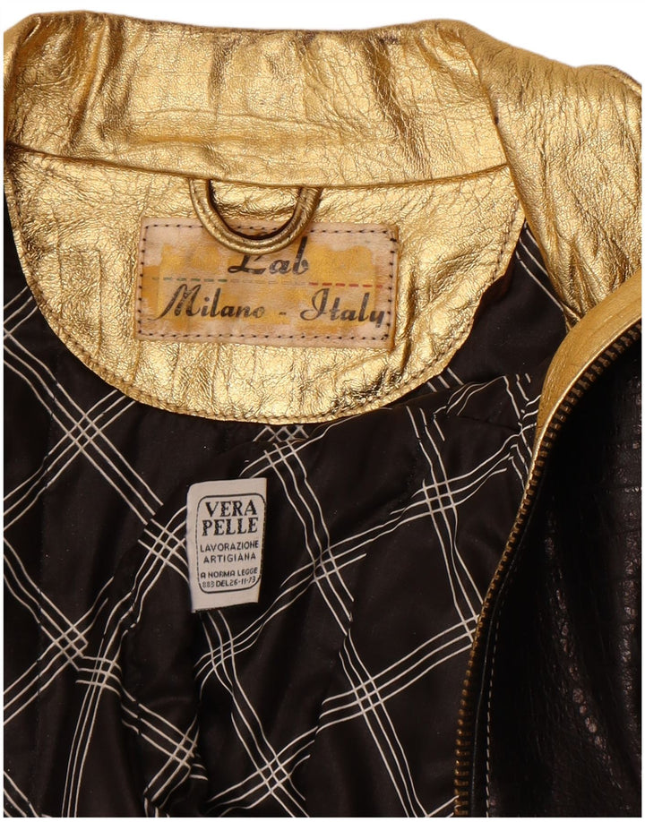 Giacca in pelle da donna vintage IT 44 media in pelle nera
