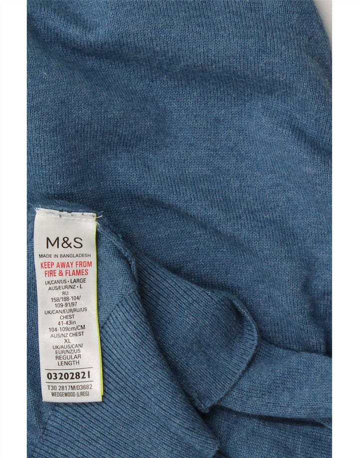 Maglione maglione girocollo da uomo Marks & Spencer grande cotone blu