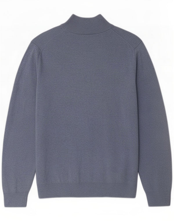 Nautica Maglione da uomo con zip e collo in cotone blu medio