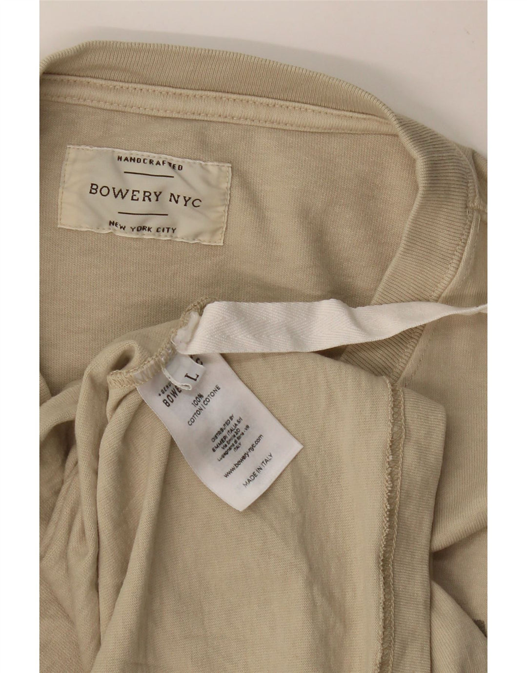 BOWERY Top grafico da uomo a maniche lunghe in cotone beige grande