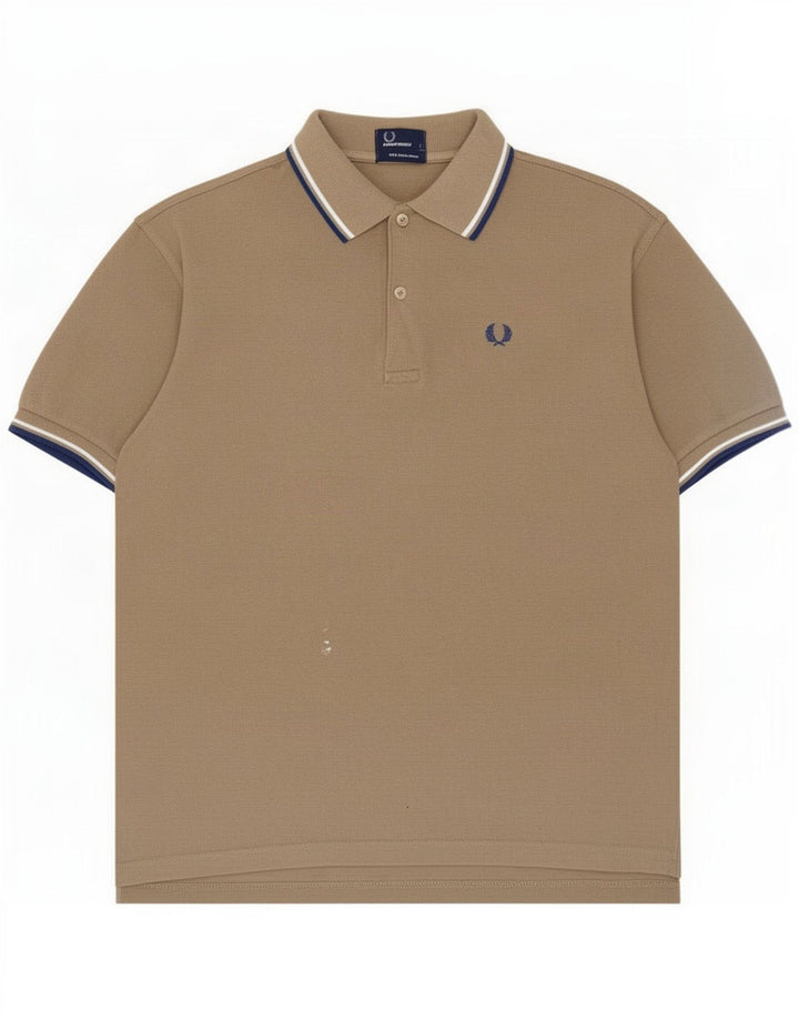 Polo da uomo Fred Perry grande in cotone a righe beige