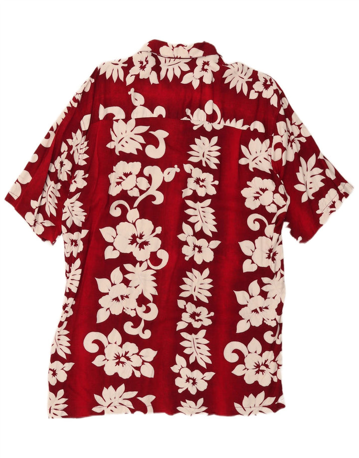 Camicia a maniche corte da uomo Karmakula Rayon floreale rosso medio