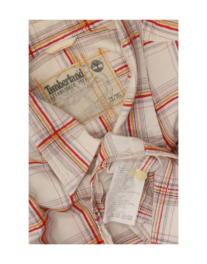 Camicia da uomo Timberland XL in cotone a quadri bianchi