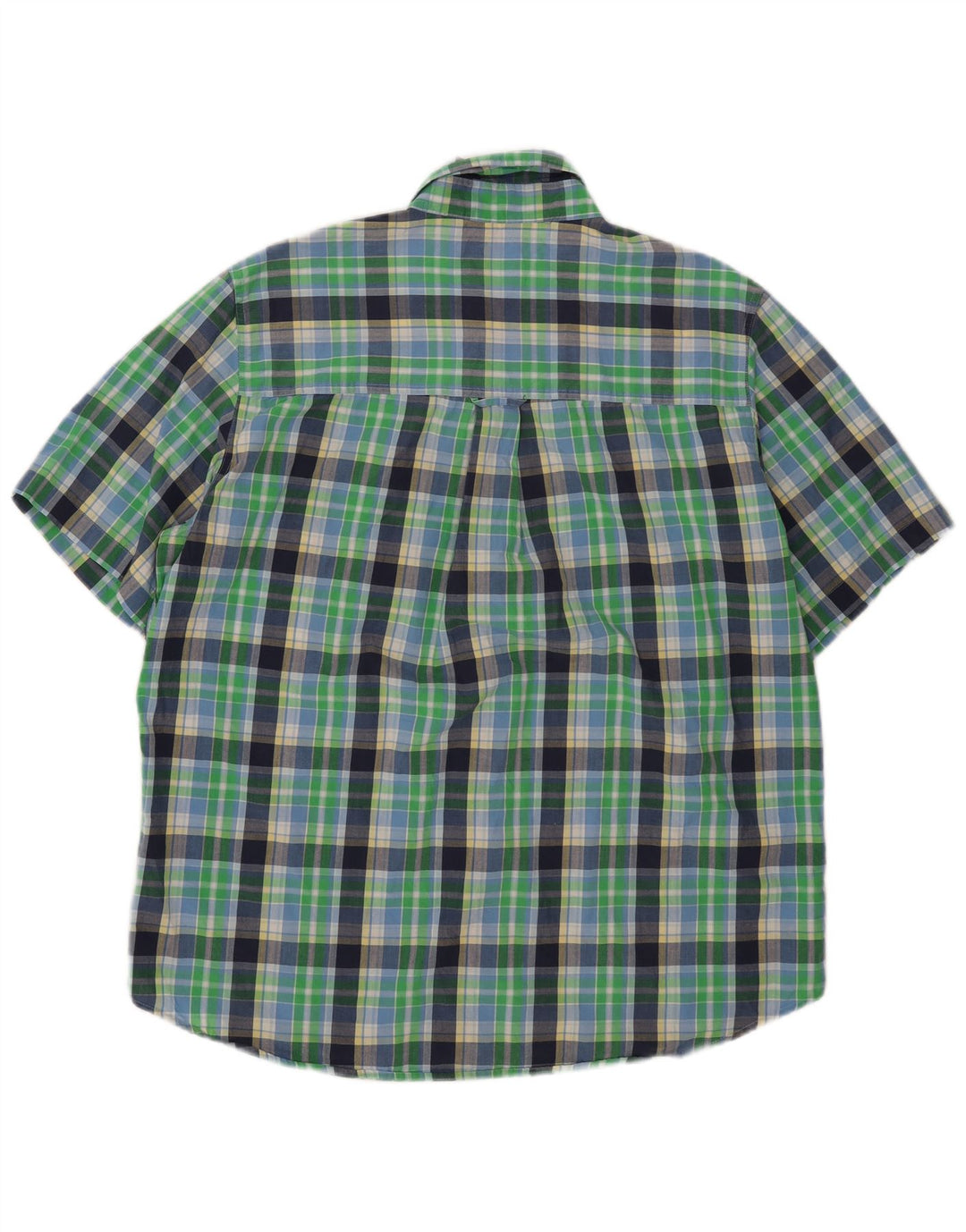 Chaps - Camicia a maniche corte da uomo, facile da pulire, in cotone a quadri verdi grandi