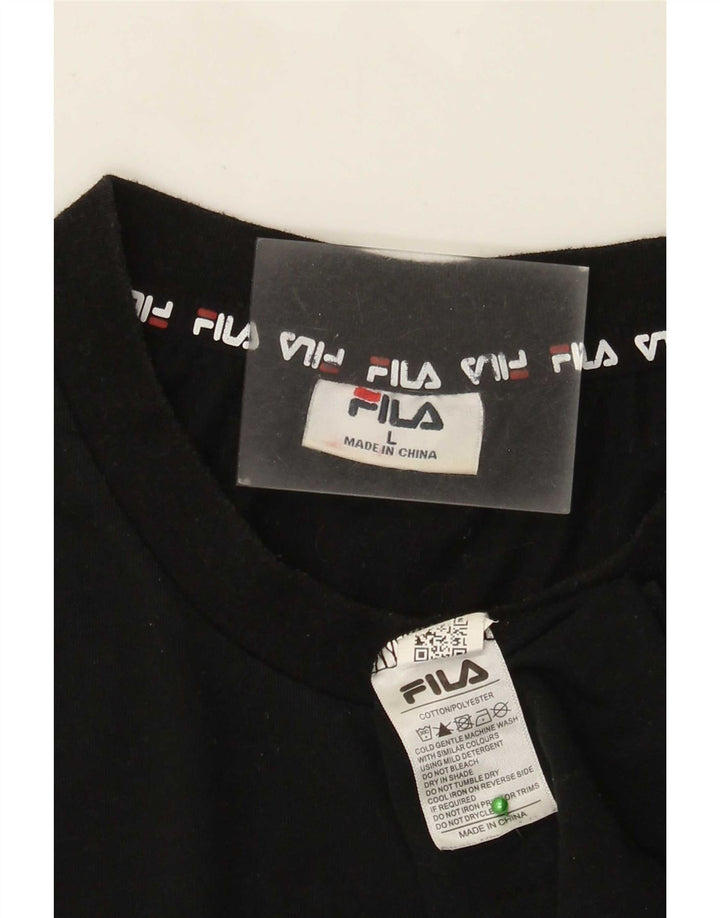 T-shirt grafica da uomo Fila Top grande in cotone nero