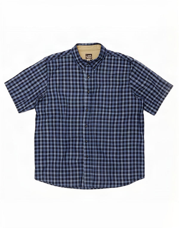 Camicia a maniche corte da uomo Lee 2XL in cotone a quadri blu navy