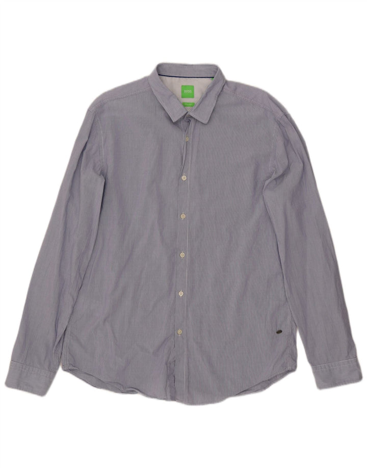 Camicia Hugo Boss da uomo vestibilità regolare XL cotone gessato blu