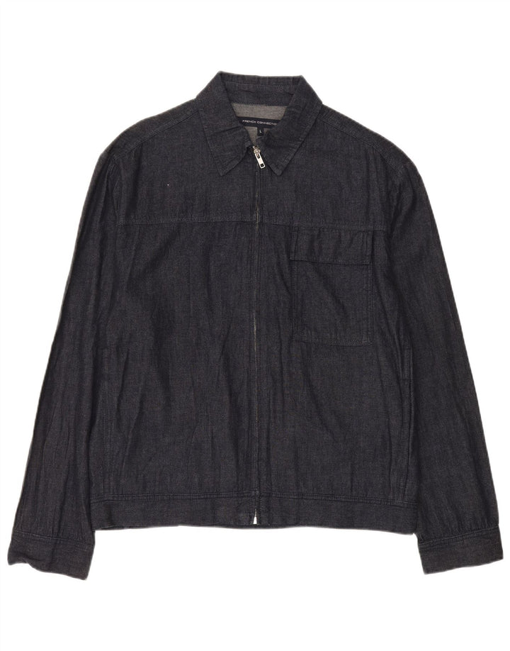 Giacca bomber in denim da uomo French Connection UK 40 grande cotone blu navy