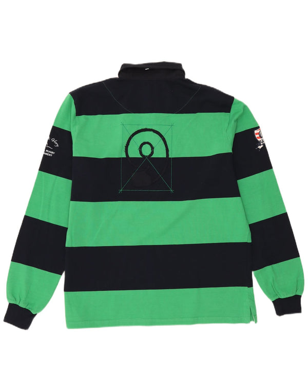 Polo da rugby a maniche lunghe con grafica da uomo Mud & Glory XL a righe verdi