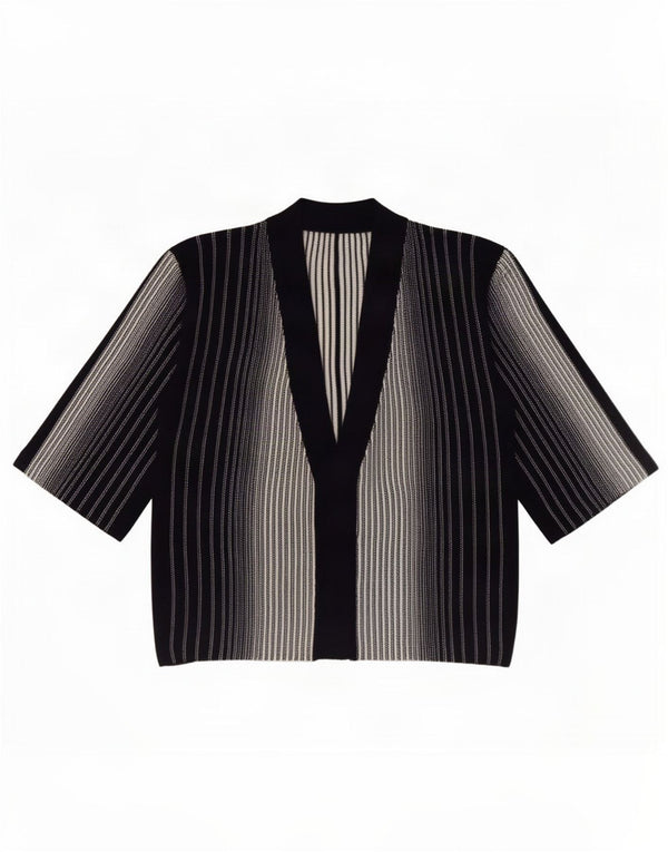 Top cardigan da donna vintage UK 16 grande a righe nere