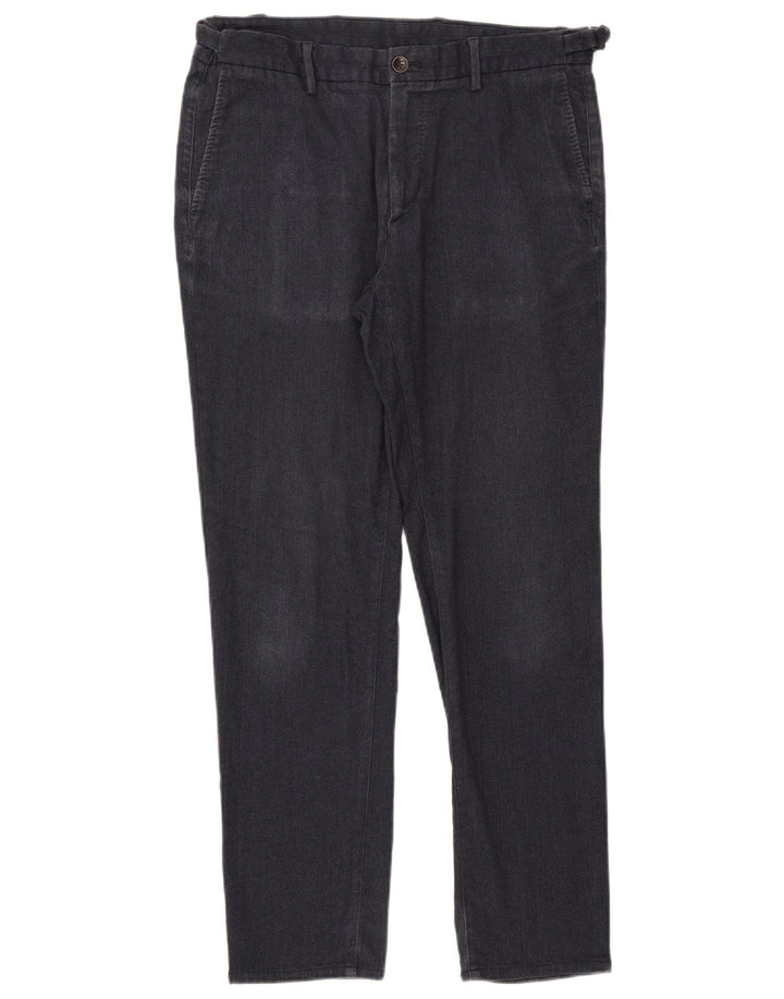 Pantaloni chino da uomo Massimo Dutti EU 42 Large W32 L30 Blu navy a spina di pesce