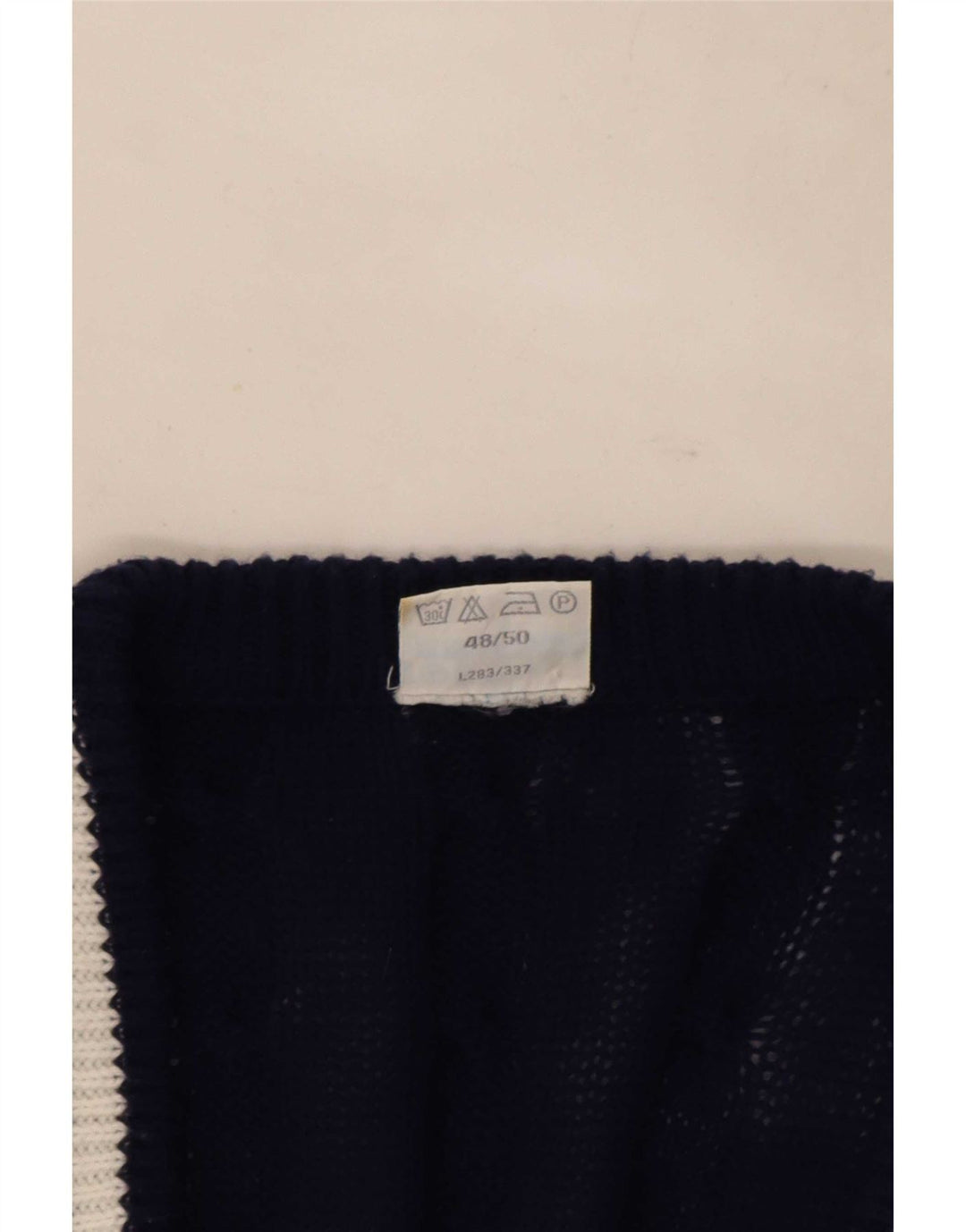 Maglione cardigan da uomo vintage IT 48/50 Poliestere a righe blu navy medio