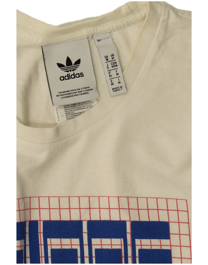 T-shirt grafica da uomo Adidas Top in cotone bianco sporco medio